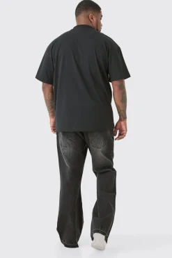 Plus Oversized Extended Neck Gothic Man Grafitti Spray T-shirt | BoohooMAN UK