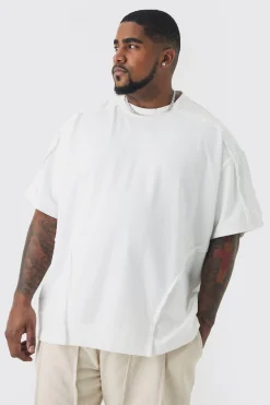 Plus Oversized Extended Neck Distressed Seam T-shirt | BoohooMAN UK