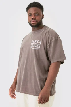 Plus Oversized Extended Neck Washed T-shirt | BoohooMAN UK