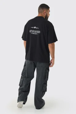 Plus Oversized Extended Neck Limited Print T-shirt | BoohooMAN UK