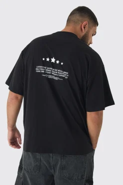 Plus Oversized Extended Neck Limited Print T-shirt | BoohooMAN UK