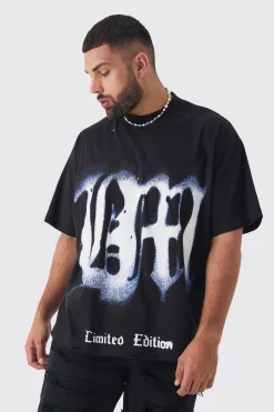 Plus Oversized Extended Neck Limited Edition T-shirt | BoohooMAN UK