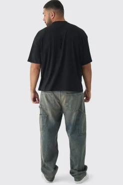 Plus Oversized Extended Neck Boxy Worldwide Print T-Shirt | BoohooMAN UK
