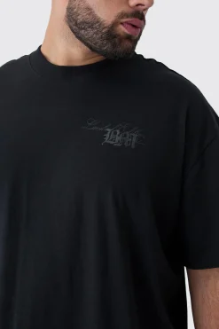 Plus Oversized Extended Neck Limited Edition Print T-Shirt | BoohooMAN UK