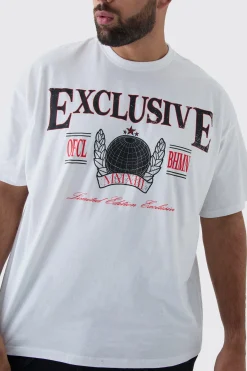 Plus Oversized Fit Exclusive Print T-Shirt | BoohooMAN UK