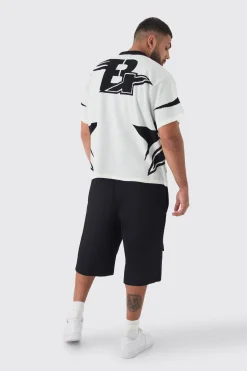 Plus Oversized Fit Knitted Moto Shirt | BoohooMAN UK