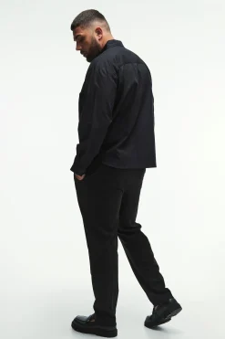 Plus Oversized Fit Oxford Shirt In Black | BoohooMAN UK