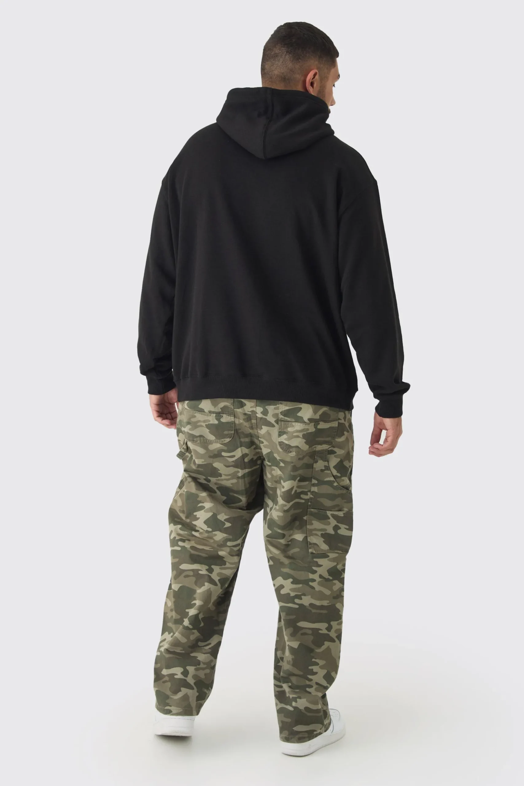 Plus Oversized Floral Balaclava Print Hoodie | BoohooMAN UK