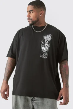 Plus Oversized Floral Graphic T-shirt | BoohooMAN UK
