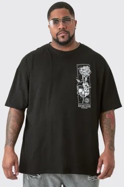 Plus Oversized Floral Graphic T-shirt | BoohooMAN UK