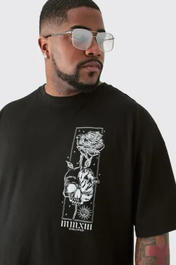 Plus Oversized Floral Graphic T-shirt | BoohooMAN UK