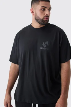 Plus Oversized Floral Rennaisance Print T-Shirt | BoohooMAN UK