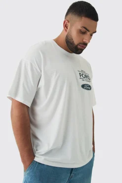 Plus Oversized Ford License Print T-Shirt | BoohooMAN UK