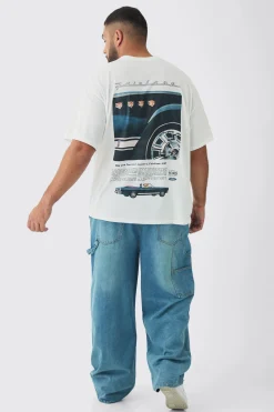 Plus Oversized Ford License Print T-Shirt | BoohooMAN UK