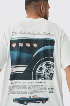 Plus Oversized Ford License Print T-Shirt | BoohooMAN UK