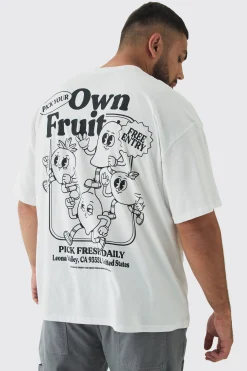 Plus Oversized Fruit Graphic T-Shirt | BoohooMAN UK