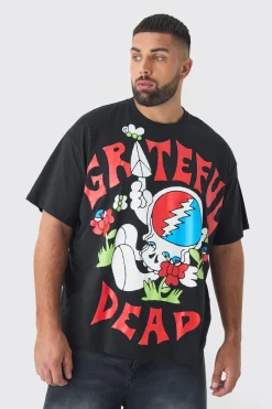 Plus Oversized Grateful Dead Large Scale License Print T-Shirt | BoohooMAN UK