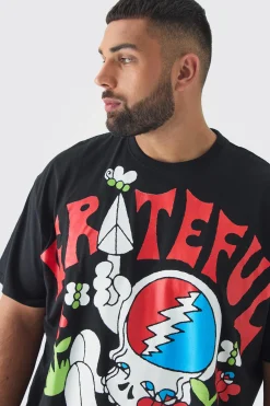 Plus Oversized Grateful Dead Large Scale License Print T-Shirt | BoohooMAN UK