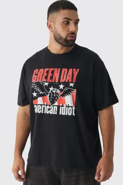 Plus Oversized Green Day Band License Print T-Shirt | BoohooMAN UK