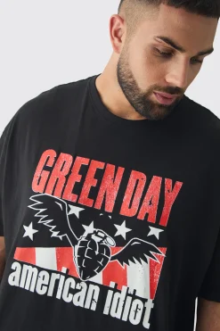 Plus Oversized Green Day Band License Print T-Shirt | BoohooMAN UK