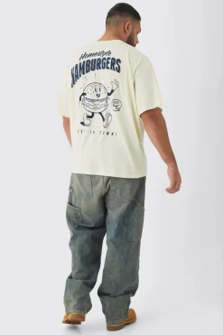 Plus Oversized Hamburger Graphic T-Shirt | BoohooMAN UK