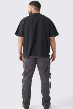 Plus Oversized Heavy Split Hem Print T-shirt | BoohooMAN UK