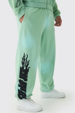 Plus Oversized Heavy Washed Applique Jogger | BoohooMAN UK