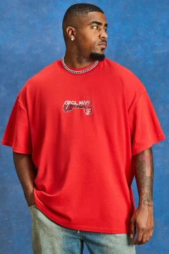 Plus Oversized Heavyweight Bear Print T-shirt | BoohooMAN UK