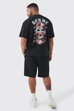 Plus Oversized Homme Balaclava Floral Print T-shirt | BoohooMAN UK