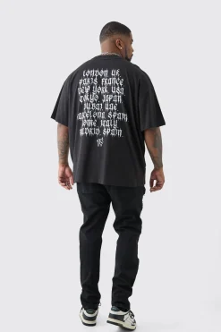 Plus Oversized Homme Cross Front & Back Print T-shirt | BoohooMAN UK