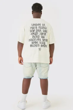Plus Oversized Homme Cross Front & Back Print T-shirt | BoohooMAN UK
