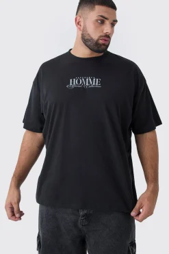 Plus Oversized Homme Rennaisance Print T-Shirt | BoohooMAN UK