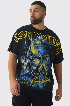 Plus Oversized Iron Maiden Large Scale License Print T-Shirt | BoohooMAN UK