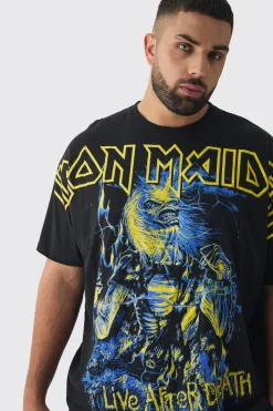 Plus Oversized Iron Maiden Large Scale License Print T-Shirt | BoohooMAN UK
