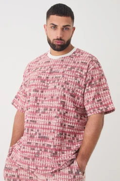 Plus Oversized Jacquard Geo T-shirt | BoohooMAN UK