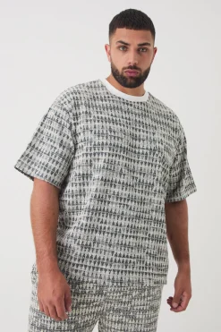 Plus Oversized Jacquard Geo T-shirt | BoohooMAN UK