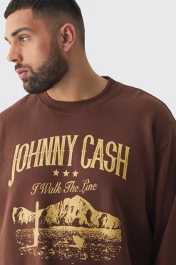 Plus Oversized Johnny Cash Licensed Sweatshirt | BoohooMAN UK