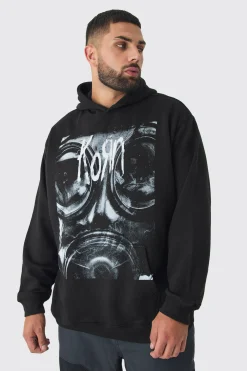 Plus Oversized Korn License Hoodie | BoohooMAN UK
