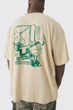 Plus Oversized LA Basketball Graphic T-Shirt | BoohooMAN UK
