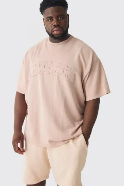 Plus Oversized Limited Applique Washed T-shirt | BoohooMAN UK