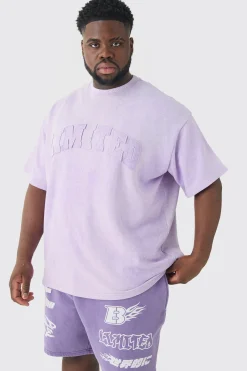 Plus Oversized Limited Applique Washed T-shirt | BoohooMAN UK