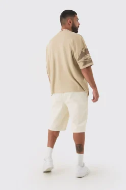 Plus Oversized Line Drawing Knitted T-shirt | BoohooMAN UK