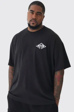 Plus Oversized Man Diamond Embroidered T-shirt In Black | BoohooMAN UK