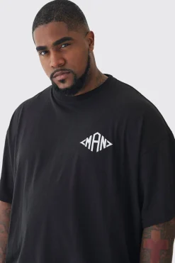 Plus Oversized Man Diamond Embroidered T-shirt In Black | BoohooMAN UK