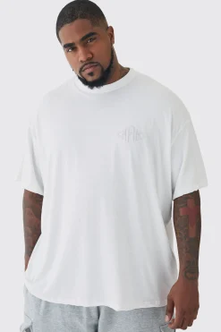 Plus Oversized Man Diamond Embroidered T-shirt In White | BoohooMAN UK