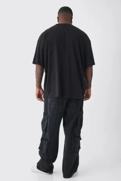 Plus Oversized Metallic Print Cowboy T-Shirt | BoohooMAN UK