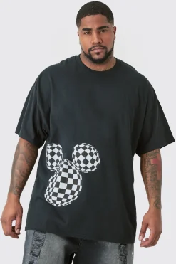 Plus Oversized Mickey Mouse License T-shirt In Black | BoohooMAN UK