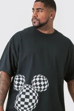 Plus Oversized Mickey Mouse License T-shirt In Black | BoohooMAN UK