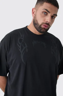 Plus Oversized Neck Homme Y2K Print T-Shirt | BoohooMAN UK