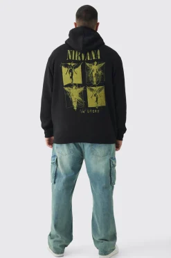 Plus Oversized Nirvana License Print Hoodie | BoohooMAN UK